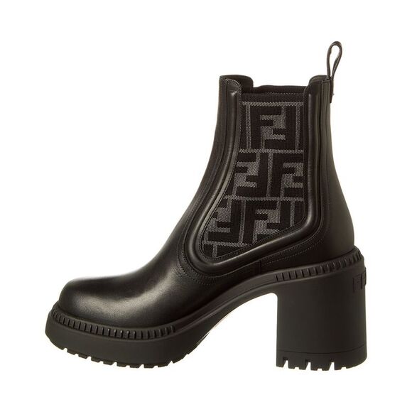 Fendi Ff Logo Domino Leather Boot, Black - Picture 2 of 5
